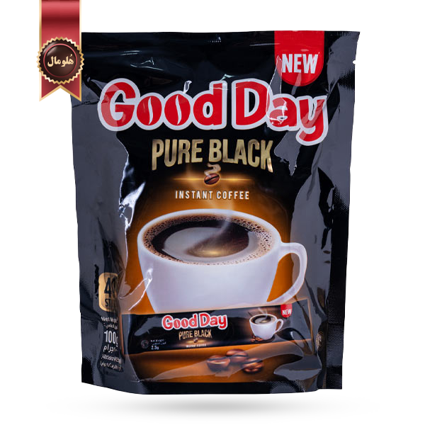 قهوه فوری گوددی goodday مدل سیاه خالص pure black پک 40 ساشه ای